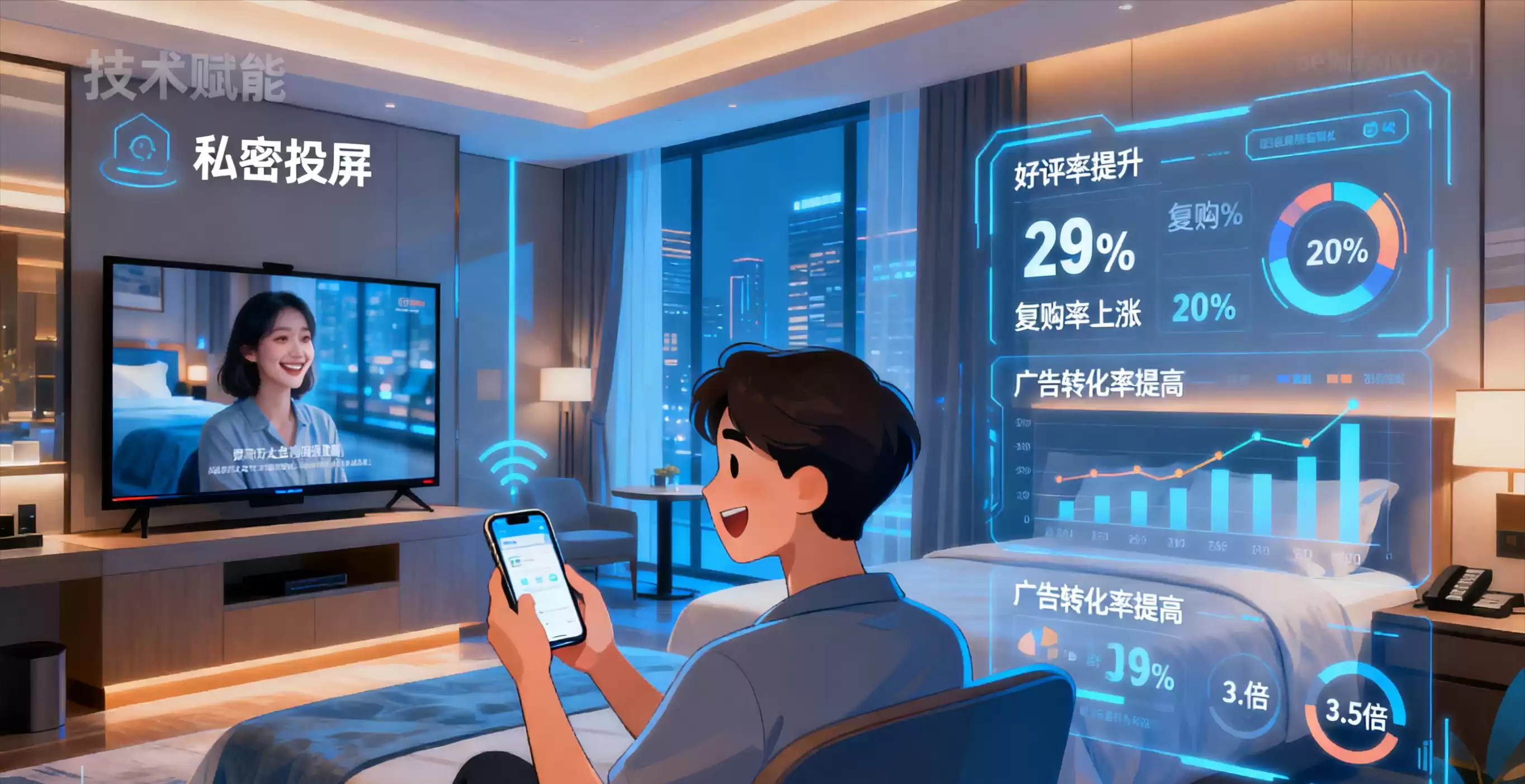 酒店私密投屏革命：零断连、绝泄密，客房秒变顶级私人影院！