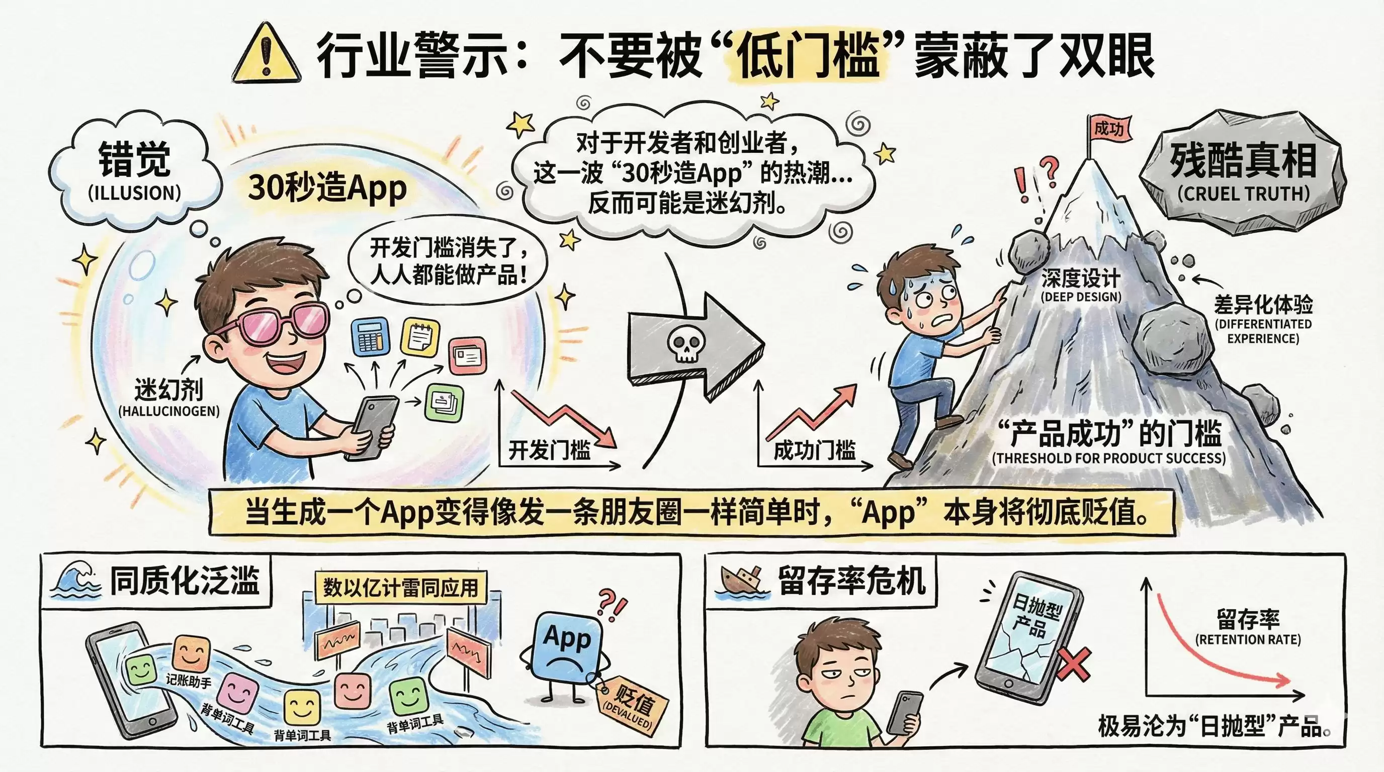 30秒造App神话破灭：AI为何只懂工具，不懂产品？